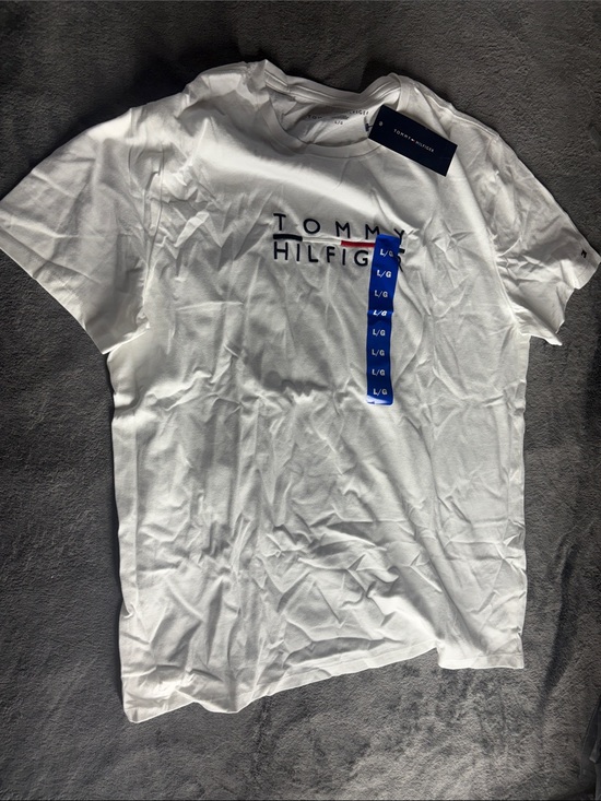 Tommy Hilfiger Other - Tommy Hilfiger White Short Sleeve Logo Crewneck T-Shirt with Navy & Red Accent